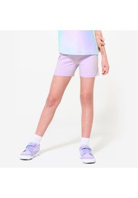 DOMYOS - Spodenki sportowe dla dzieci Domyos. Kolor: fioletowy. Materiał: bawełna, materiał, elastan. Styl: sportowy