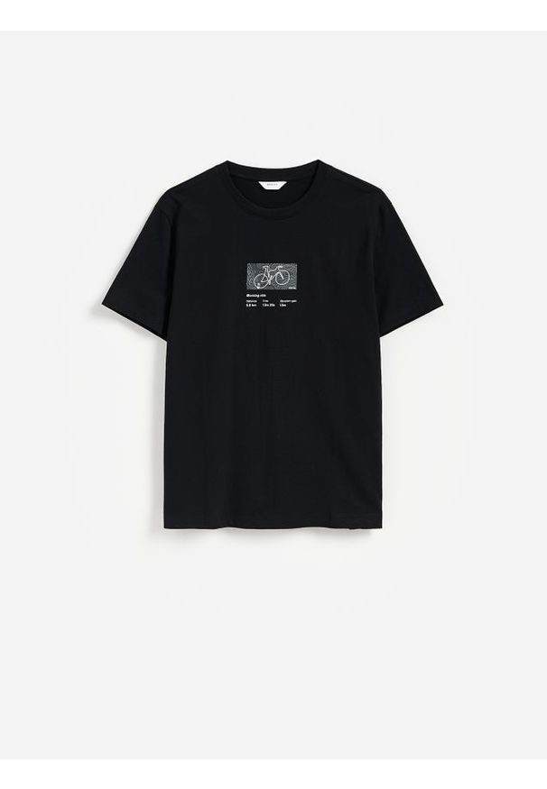 Reserved - T-shirt regular z nadrukiem - czarny. Kolor: czarny. Materiał: bawełna, dzianina. Wzór: nadruk