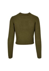 Urban Classics - Sweter Damski Gofrowany Krótki. Kolor: zielony. Długość: krótkie