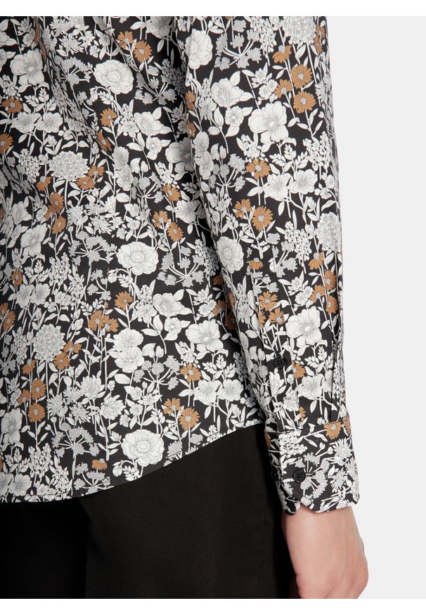 Pako Lorente - PAKO LORENTE - Czarna koszula męska kwiaty. Kolor: czarny. Materiał: bawełna, elastan. Długość rękawa: długi rękaw. Długość: długie. Wzór: kwiaty. Sezon: jesień