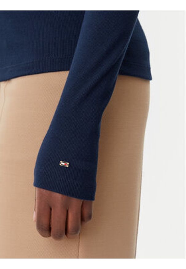 TOMMY HILFIGER - Tommy Hilfiger Bluzka Henley WW0WW43905 Granatowy Slim Fit. Typ kołnierza: typu henley. Kolor: niebieski. Materiał: bawełna