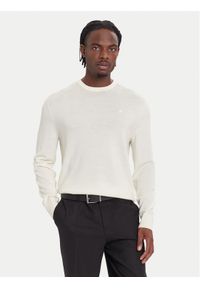 Calvin Klein Sweter LV04LB305G Écru Regular Fit. Materiał: wełna
