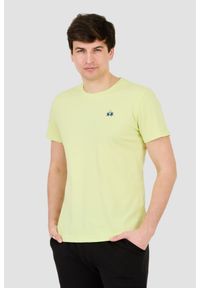 La Martina - LA MARTINA Żółty męski t-shirt z małym logo, Rozmiar M. Kolor: żółty