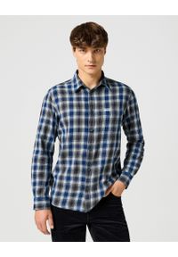 Wrangler - MĘSKA KOSZULA KRATA WRANGLER 1 PKT INDIGO SHIRT NAVY 112357226