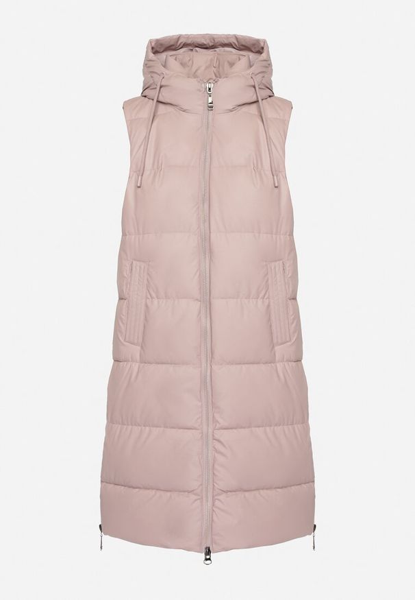 Born2be - Ciemnoróżowa Pikowana Kamizelka z Kapturem i Obustronnym Suwakiem Trilasa. Typ kołnierza: kaptur. Kolor: różowy. Styl: elegancki