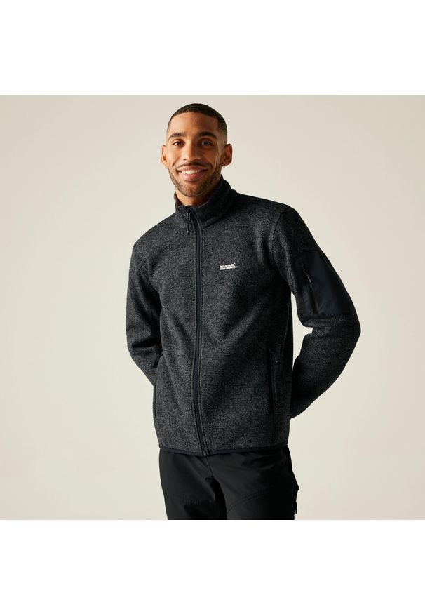 Regatta - Polar męski rozsuwany Newhill. Kolor: szary, wielokolorowy, fioletowy. Materiał: polar. Wzór: melanż. Sport: turystyka piesza