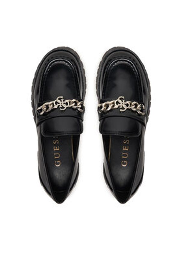 Guess Loafersy FLPALR ELE14 Czarny. Kolor: czarny. Materiał: skóra