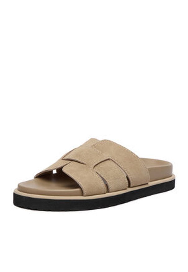 Gino Rossi - GINO ROSSI Klapki C-LB-P2170 Beżowy. Kolor: beżowy. Materiał: skóra, zamsz