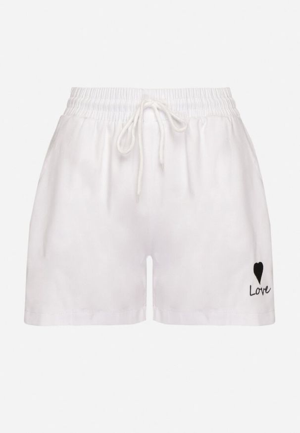 Born2be - Białe Dresowe Szorty o Prostym Kroju z Wiązaniem i Kieszeniami Foladea. Okazja: na spacer, na co dzień. Kolor: biały. Materiał: dresówka. Styl: casual, klasyczny