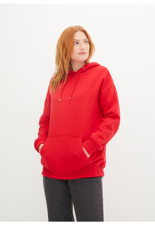 bonprix - Bluza z kapturem oversize. Typ kołnierza: kaptur. Kolor: czerwony