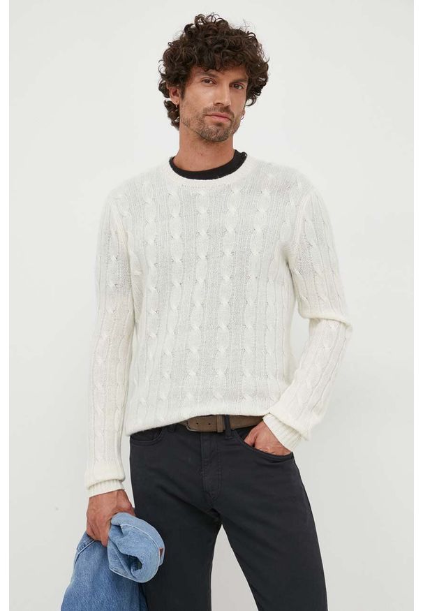 Polo Ralph Lauren sweter kaszmirowy męski kolor beżowy. Typ kołnierza: polo. Kolor: beżowy. Materiał: kaszmir. Styl: klasyczny