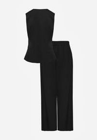 Renee - Czarny Komplet z Bawełną w Garniturowym Stylu Kamizelka i Spodnie Meloreida. Kolor: czarny. Materiał: bawełna. Wzór: gładki #4