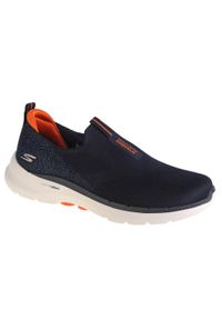 skechers - Buty sportowe Sneakersy męskie, Go Walk 6. Kolor: wielokolorowy, pomarańczowy, czarny, niebieski. Sport: turystyka piesza