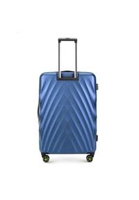 Wittchen - Duża walizka z polikarbonu w ukośny wzór. Kolor: niebieski. Materiał: guma #8