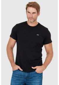La Martina - LA MARTINA Czarny t-shirt męski z wyszywanym logo. Kolor: czarny. Materiał: jersey