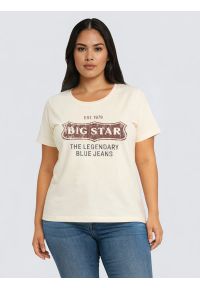 Big-Star - Koszulka damska z linii Authentic z logo BIG STAR perłowa Rissmelna 103. Okazja: na co dzień. Kolor: kremowy. Materiał: dzianina, skóra. Wzór: nadruk. Styl: sportowy, casual, elegancki #8