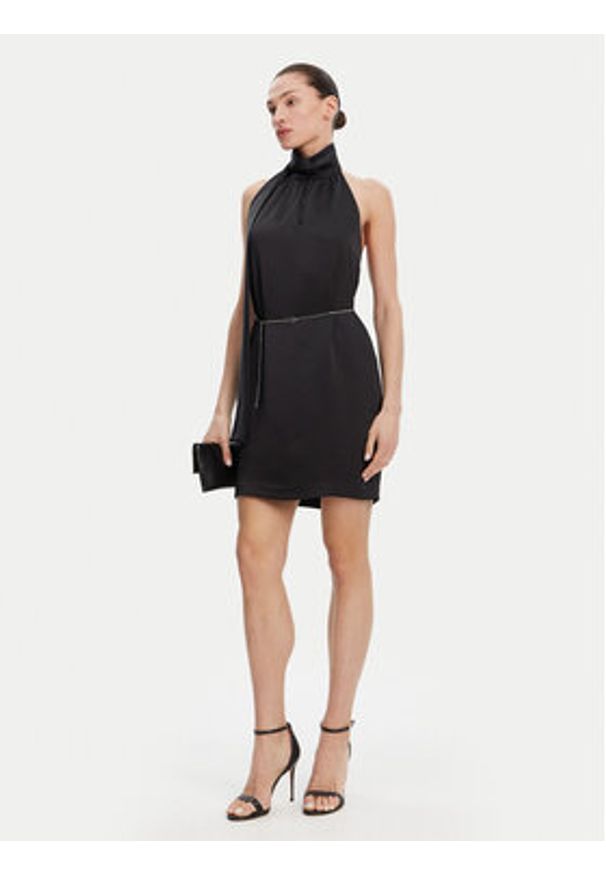 Hugo - HUGO Sukienka koktajlowa Kinema-1 50536440 Czarny Slim Fit. Kolor: czarny. Materiał: syntetyk. Styl: wizytowy