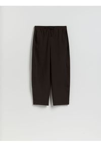 Reserved - Spodnie barrel leg - ciemnobrązowy. Kolor: brązowy. Materiał: tkanina, wiskoza