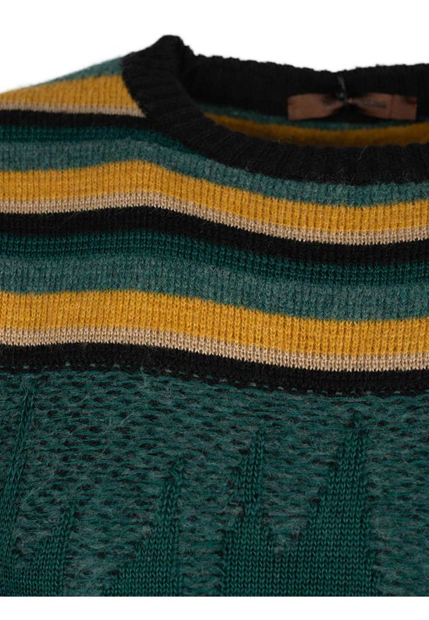 Takeshy Kurosawa Sweter "Degrade" | 83065 | Maglia Inserto Degrade | Mężczyzna | Żółty, Zielony. Okazja: na co dzień. Kolor: zielony, wielokolorowy, żółty. Materiał: wełna, wiskoza, akryl, poliamid. Wzór: aplikacja. Styl: casual