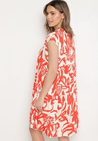Born2be - Pomarańczowa Bawełniana Sukienka z Abstrakcyjnym Wzorem Lioraia. Okazja: na co dzień. Typ kołnierza: dekolt w kształcie V. Kolor: pomarańczowy. Materiał: bawełna. Długość rękawa: krótki rękaw. Typ sukienki: proste. Styl: casual, elegancki #4