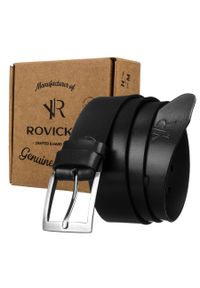 ROVICKY - Pasek skórzany Rovicky [DH] RNS BLACK czarny. Kolor: czarny. Styl: klasyczny, elegancki, casual