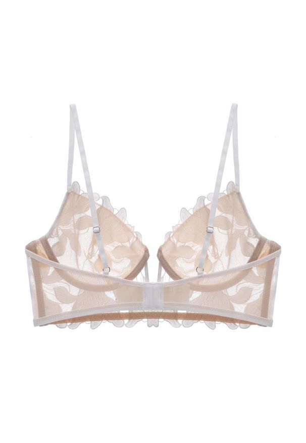 Intica - Koronkowa braletka z fiszbinami regulowane ramiączka elegancki styl Waltraude. Kolor: beżowy. Materiał: koronka. Rodzaj stanika: biustonosz z fiszbinami. Wzór: koronka