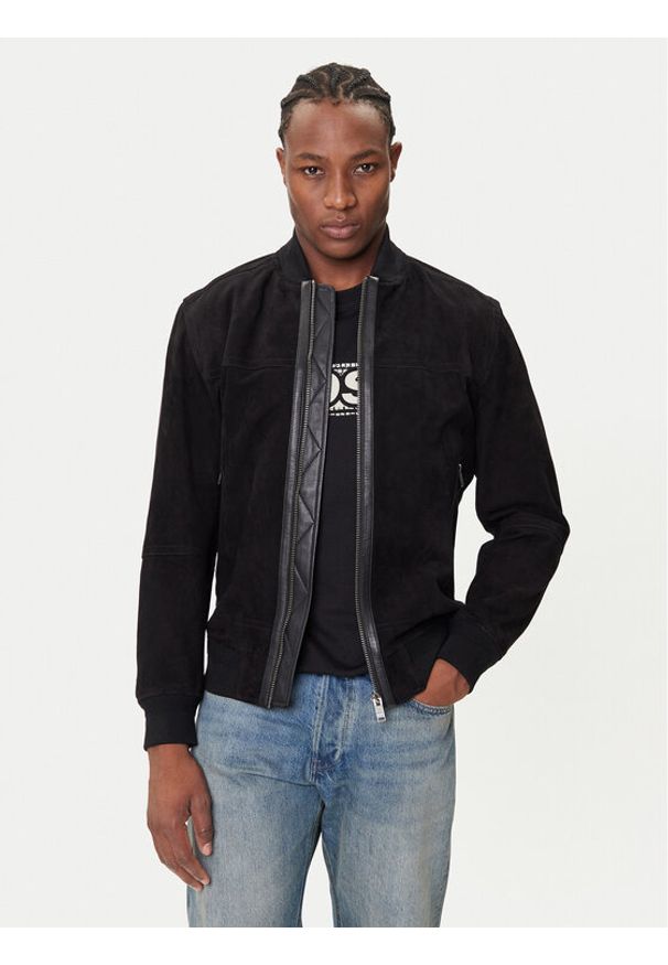BOSS Kurtka skórzana Johice 50543505 Czarny Regular Fit. Kolor: czarny. Materiał: skóra