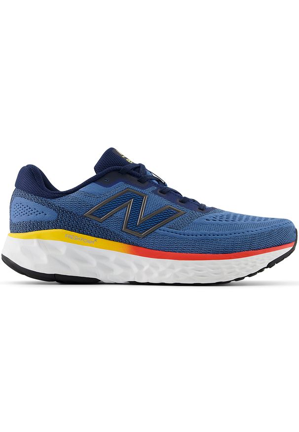 Buty męskie New Balance Fresh Foam Evoz v4 MEVOZLH4 – niebieskie. Okazja: na co dzień. Kolor: niebieski. Materiał: guma, syntetyk, materiał. Szerokość cholewki: normalna. Sport: fitness