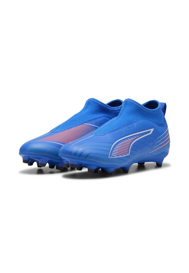 Puma - Młodzieżowe buty piłkarskie ULTRA 6 MATCH+ FG/AG bez sznurowadeł PUMA. Kolor: czerwony, niebieski, wielokolorowy, biały. Szerokość cholewki: normalna. Sport: piłka nożna