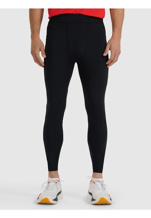 4f - 4F Legginsy do biegania szybkoschnące męskie - czarne XL. Kolor: czarny. Materiał: skóra. Sport: bieganie