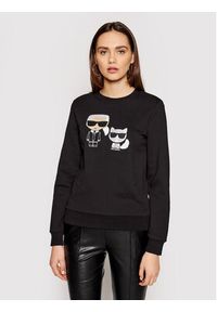 Karl Lagerfeld - Bluza KARL LAGERFELD. Typ kołnierza: dekolt w karo. Kolor: czarny #1