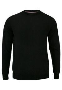 Sweter Czarny, Klasyczny U-neck Męski Bawełniany - Adriano Guinari. Okazja: do pracy, na spotkanie biznesowe. Kolor: czarny. Materiał: bawełna. Styl: klasyczny #1