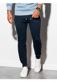 Ombre Clothing - Spodnie męskie dresowe joggery - granatowe P903 - XL. Kolor: niebieski. Materiał: dresówka #3
