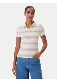 Tommy Jeans Polo DW0DW22327 Beżowy Slim Fit. Typ kołnierza: polo. Kolor: beżowy. Materiał: bawełna #1