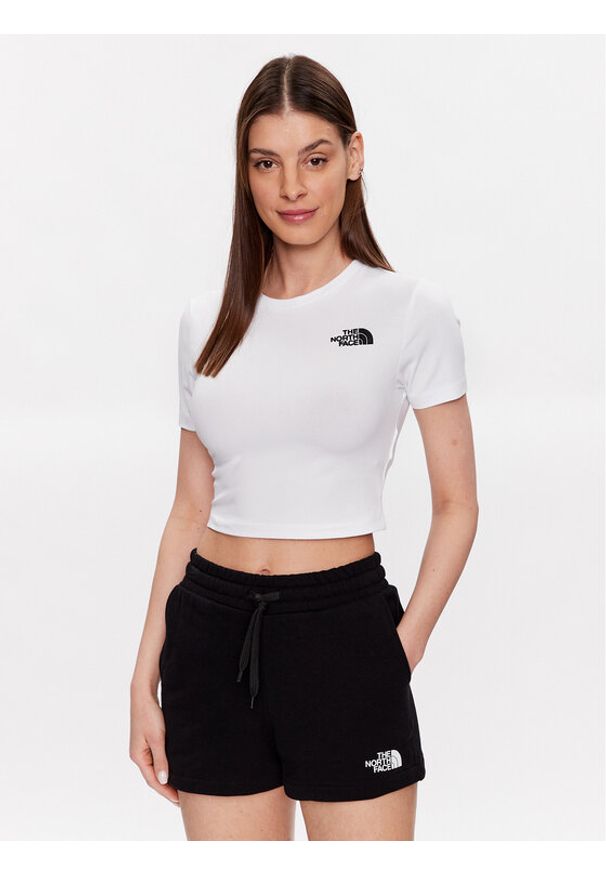 The North Face T-Shirt NF0A55AO Biały Cropped Fit. Kolor: biały. Materiał: bawełna