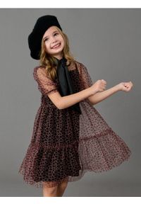 Sinsay - Tiulowa sukienka z motywem panterki - beżowy. Kolor: beżowy. Materiał: tiul. Wzór: motyw zwierzęcy #1