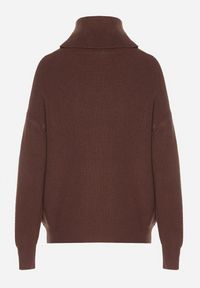 Born2be - Brązowy Golf o Klasycznym Kroju z Kaszmirem Azifra. Okazja: na spotkanie biznesowe. Typ kołnierza: golf. Kolor: brązowy. Materiał: kaszmir. Wzór: aplikacja. Styl: klasyczny #4