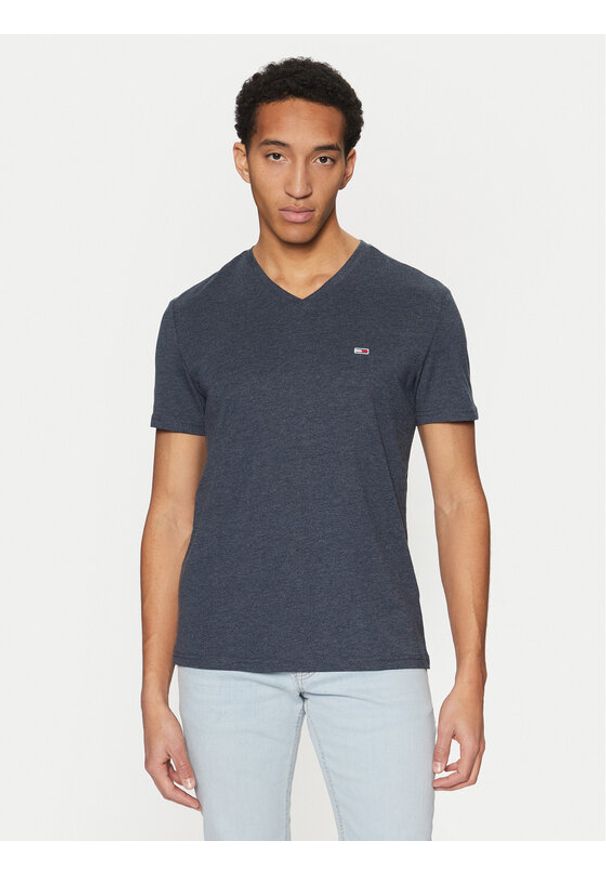 Tommy Jeans T-Shirt Jaspe DM0DM20364 Granatowy Slim Fit. Kolor: niebieski. Materiał: bawełna