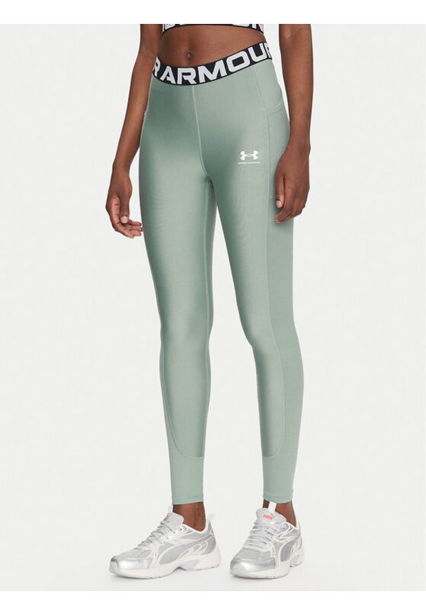 Under Armour Legginsy HeatGear 1388693 Zielony Slim Fit. Kolor: zielony. Materiał: syntetyk