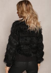 Renee - Czarny Puchaty Sweter z Kaszmirem Nabille. Kolor: czarny. Materiał: kaszmir