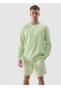 4f - 4F Bluza dresowa nierozpinana bez kaptura męska - zielony M. Okazja: na co dzień. Typ kołnierza: bez kaptura. Kolor: zielony. Materiał: dresówka. Wzór: napisy, gładki, nadruk, ze splotem. Styl: sportowy, klasyczny, casual