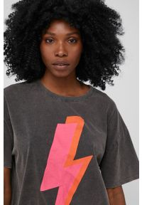 Answear Lab t-shirt answear.LAB X kolekcja limitowana NO SHAME damski kolor szary. Kolor: szary. Wzór: nadruk. Styl: wakacyjny