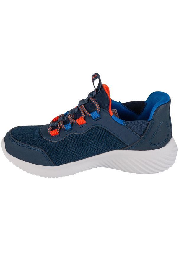 skechers - Buty sportowe Sneakersy dziewczęce, Slip-Ins: Bounder - Brisk-Burst. Kolor: niebieski. Materiał: materiał. Model: Skechers Sport. Sport: turystyka piesza
