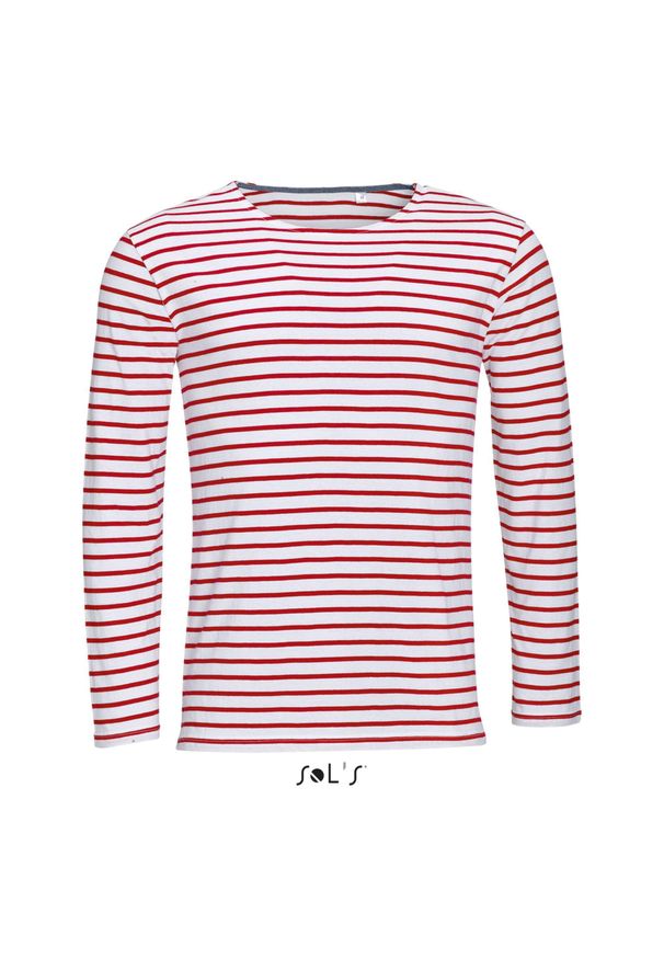 SOL'S - T-shirt ML Sol's Marine. Kolor: wielokolorowy, biały, czerwony. Długość rękawa: długi rękaw. Styl: marine