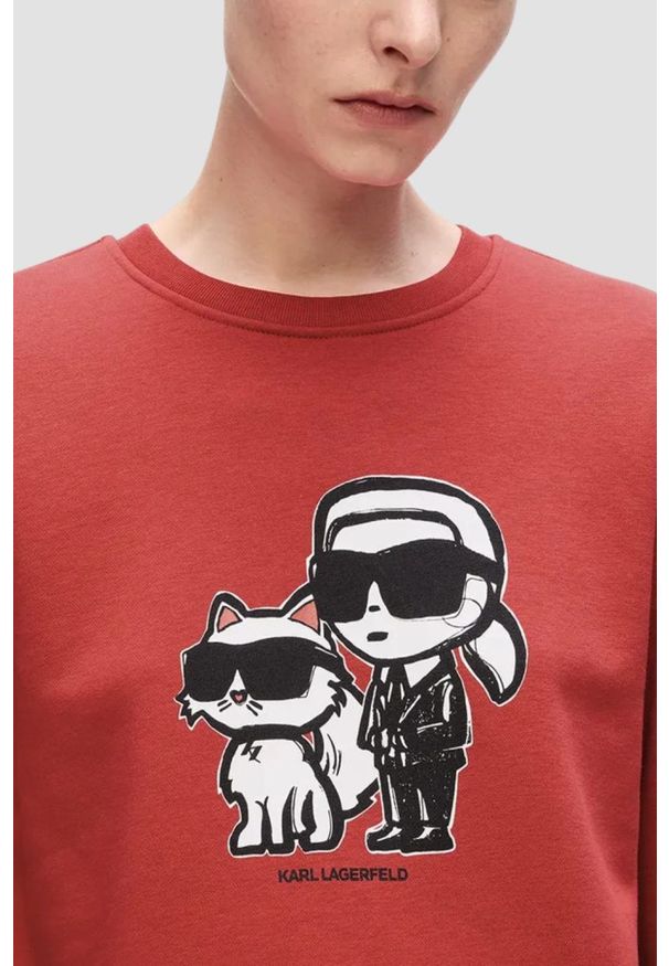 Karl Lagerfeld - KARL LAGERFELD Czerwona damska bluza Ikon Sketch Duo, Rozmiar S. Kolor: czerwony. Materiał: bawełna. Wzór: nadruk