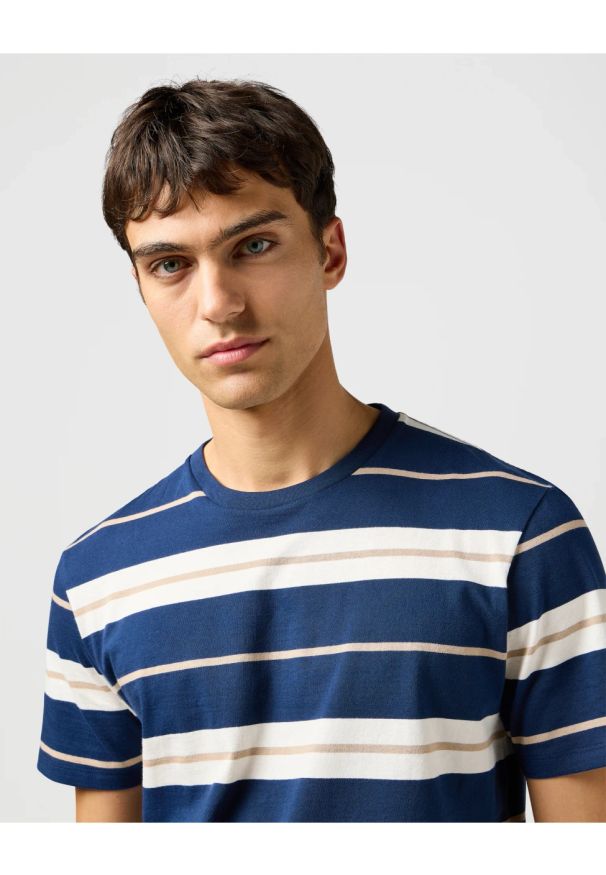 Wrangler - MESKA KOSZULKA WRANGLER STRIPE TEE BLACK IRIS 112362724