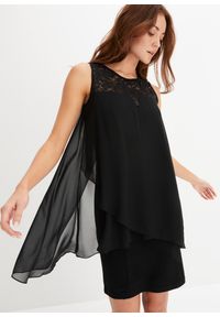 bonprix - Sukienka z dżerseju i szyfonu. Kolor: czarny. Materiał: szyfon, jersey. Styl: elegancki