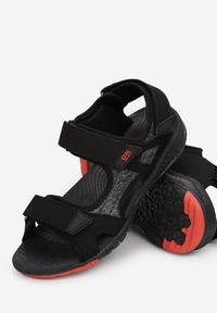 Born2be - Czarno-Czerwone Sandały Nepheshi. Nosek buta: otwarty. Zapięcie: rzepy. Kolor: czarny. Materiał: materiał, tkanina, guma. Styl: sportowy #3