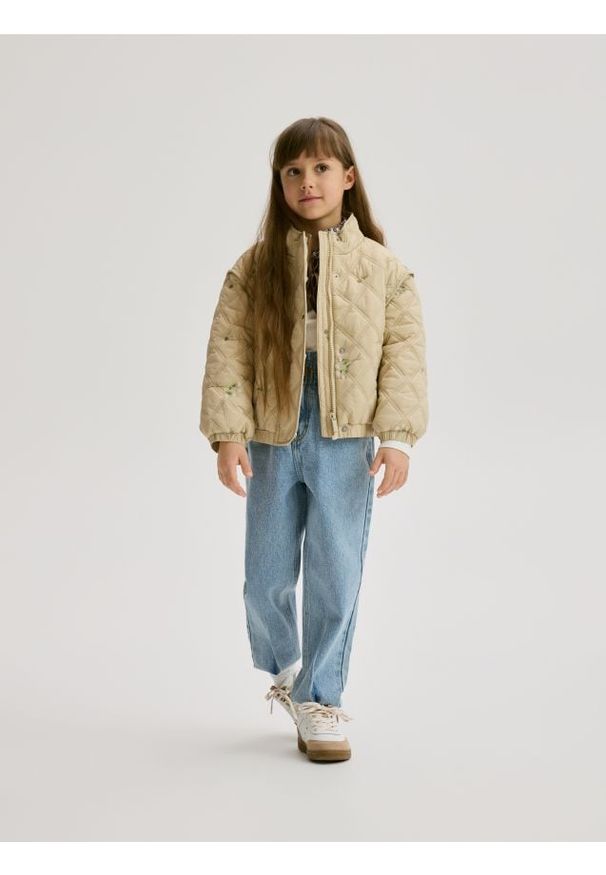 Reserved - Jeansy paperbag - niebieski. Kolor: niebieski