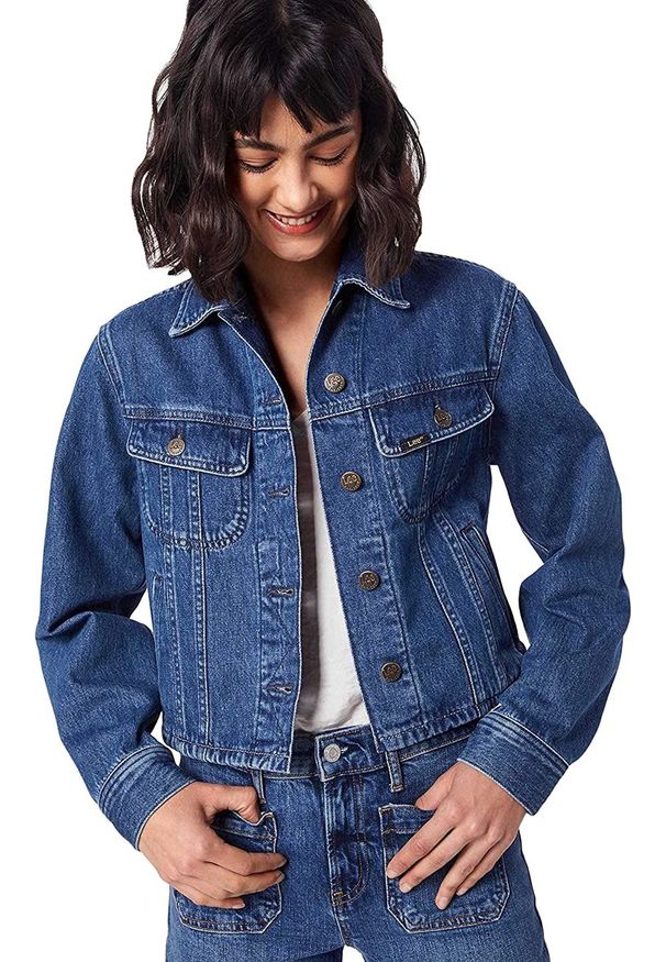 Lee - LEE CROPPED RIDER JACKET DAMSKA KURTKA JEANSOWA TIC L54CGGEZ 112112759. Materiał: jeans